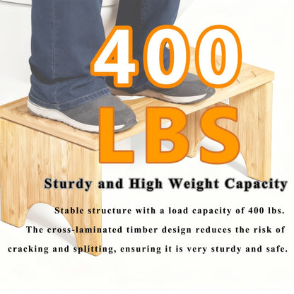 Toilet Stool Foldable Bamboo Squatting Stool – Ergonomic 7-Inch Height for Natural Constipation Relief | Collapsible Non-Slip Bathroom