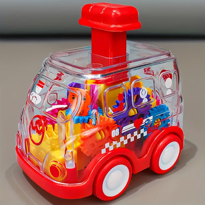 Gear Toy Cars for Toddlers 3-Pack, Transparent Body See-Through Gear Mechanism Push-and-Go Vehicle Set