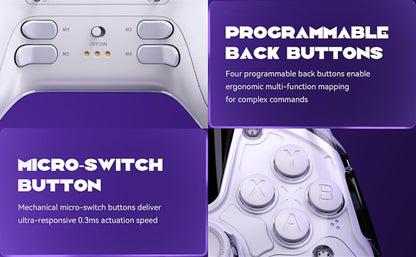 Hall-Effect Wireless Gaming Controller in White with Interactive Screen, RGB Lighting and Charging Dock