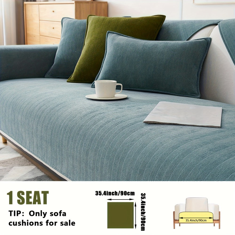 Sofa Cover Ribbed Chenille Stretch Panels for 1 to 4 Seats, Armrests or Cushions with Model-Specific Size and Color Options