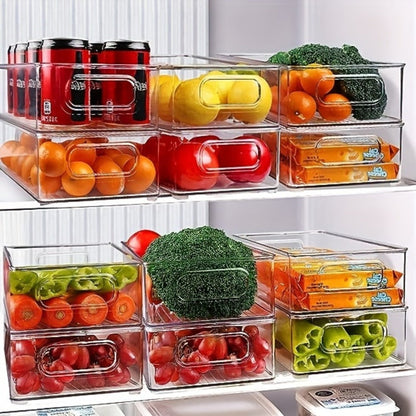 Refrigerator Organizer Bins 6pcs Set – Clear Fridge Storage Bins for Freezer Kitchen Cabinet for Home Cooking, Dining and Outdoor Meals