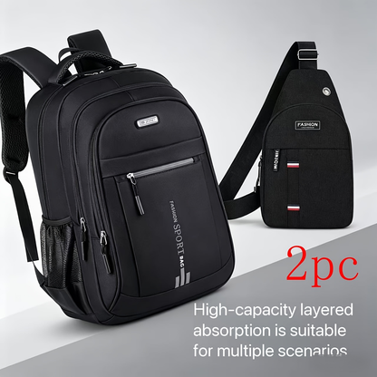 Business Travel Backpack for Men – Large Capacity Durable Nylon, Multi-Compartment, Adjustable Shoulder Straps