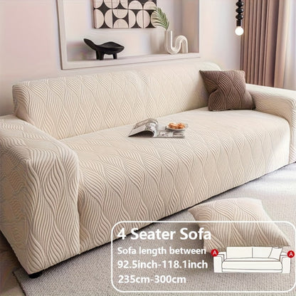 Sofa Cover Polar Fleece Modern Jacquard Elastic Slipcover with Elastic Fit for 1 to 4-Seater Sofas