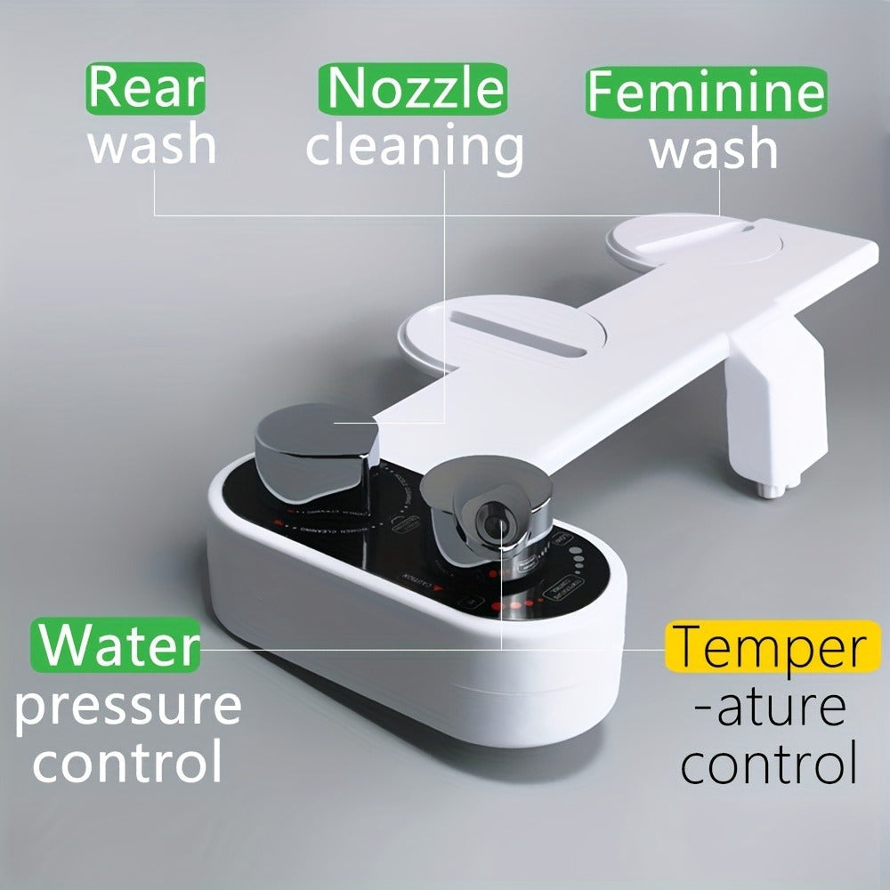 Bidet Attachment Hot and Cold Water, Dual Nozzle Non-Electric Toilet Seat Bidet, Rear & Feminine Wash