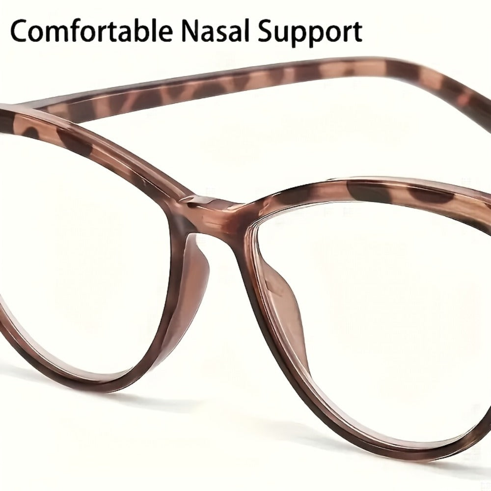 Reading Glasses – Six-Pair Floral Cat-Eye Reader Set with Spring Hinges in Seven Strengths