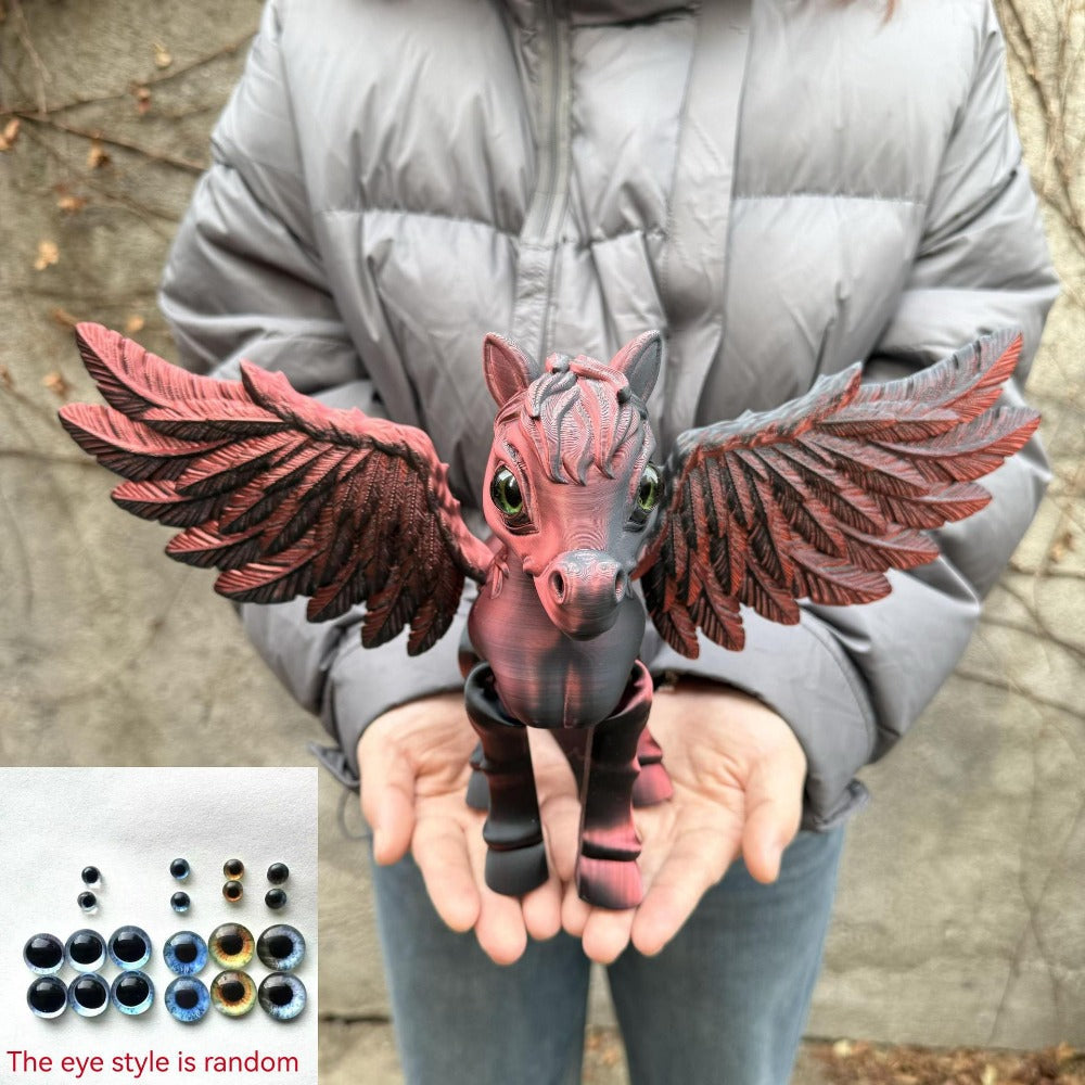 Pegasus Flying Horse Figurine Articulated 3D Printed, Large Poseable Mythology Fantasy Sculpture 10 Color Styles