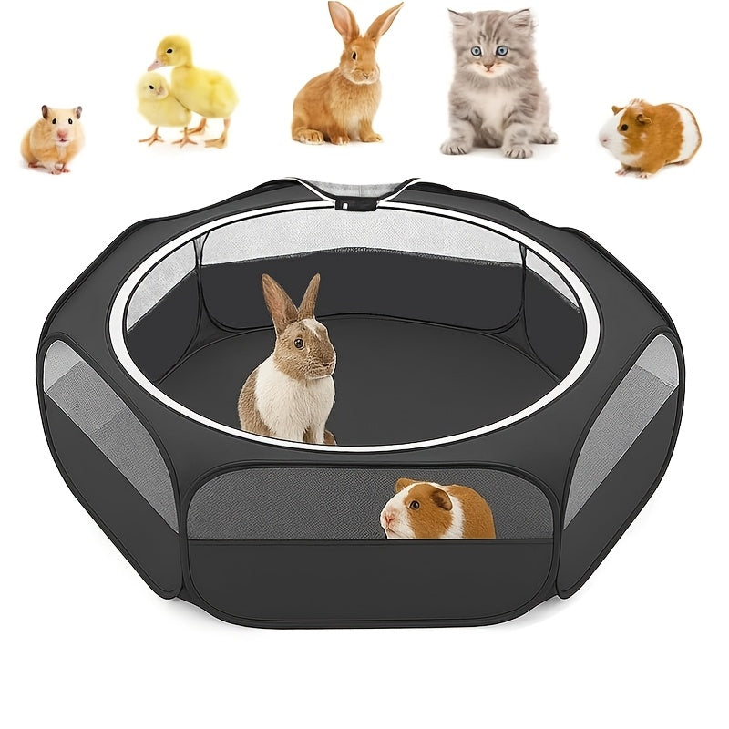Small Animal Playpen Foldable Pop-Up 47" Portable Pet Pen with Mesh Cover for Guinea Pigs Rabbits Ferrets Chinchillas Kittens Hamsters