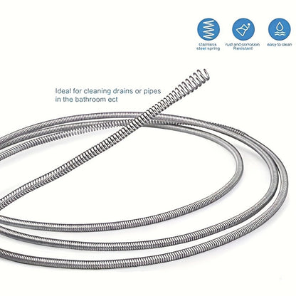 Drain Snake Pipe Cleaner, Flexible Drain Auger for Toilet, Sink, Shower & Sewer Clog Removal, Reusable Spring Wire Drain Unclogger