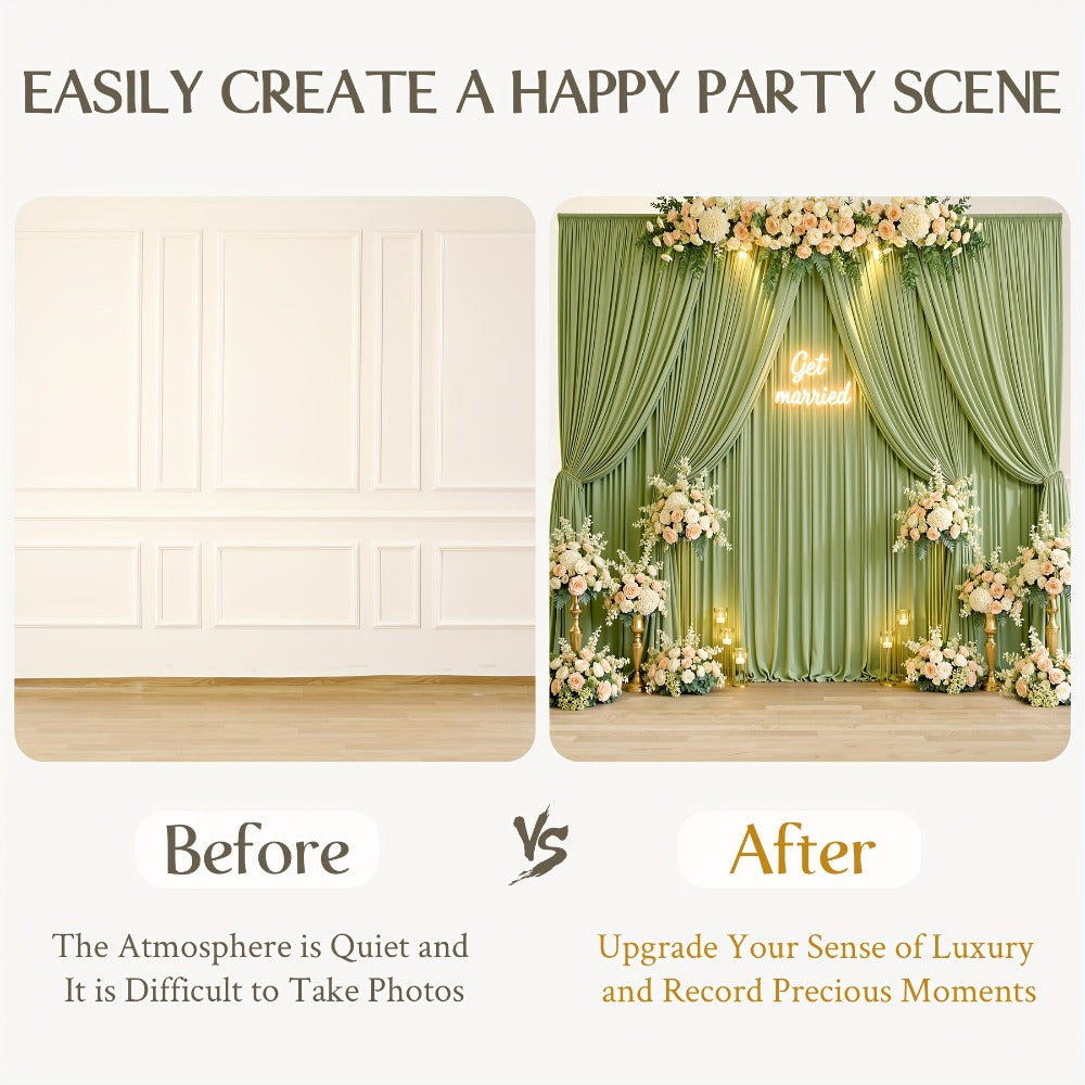Elegant Fabric Backdrop Curtains 4pcs with Poles 59x85in Non-Transparent Wrinkle-Free Party Photo for an Everyday Personal Care Routine