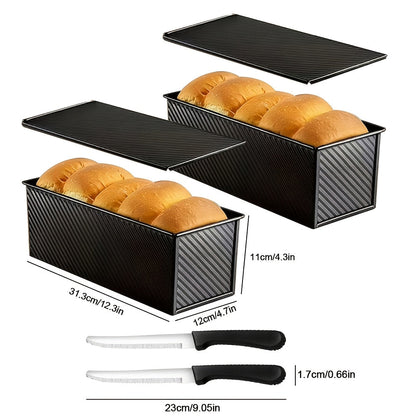 Pullman Loaf Pan with Lid, Extra Large 12.3x4.7x4.3 Inch Sandwich Bread Pan with Vent Holes