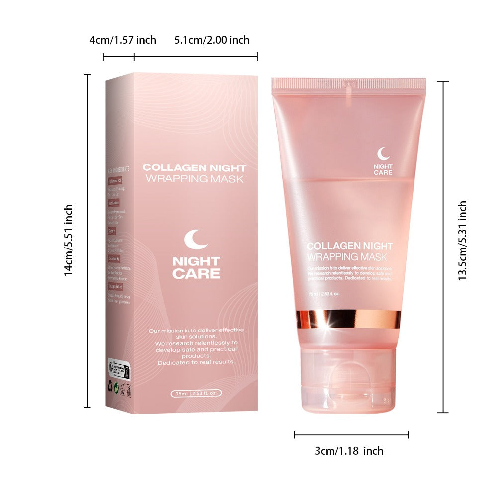 Collagen Night Mask with Brush Overnight Face Mask Sleeping Mask Elasticity Skin Care for All Skin Types