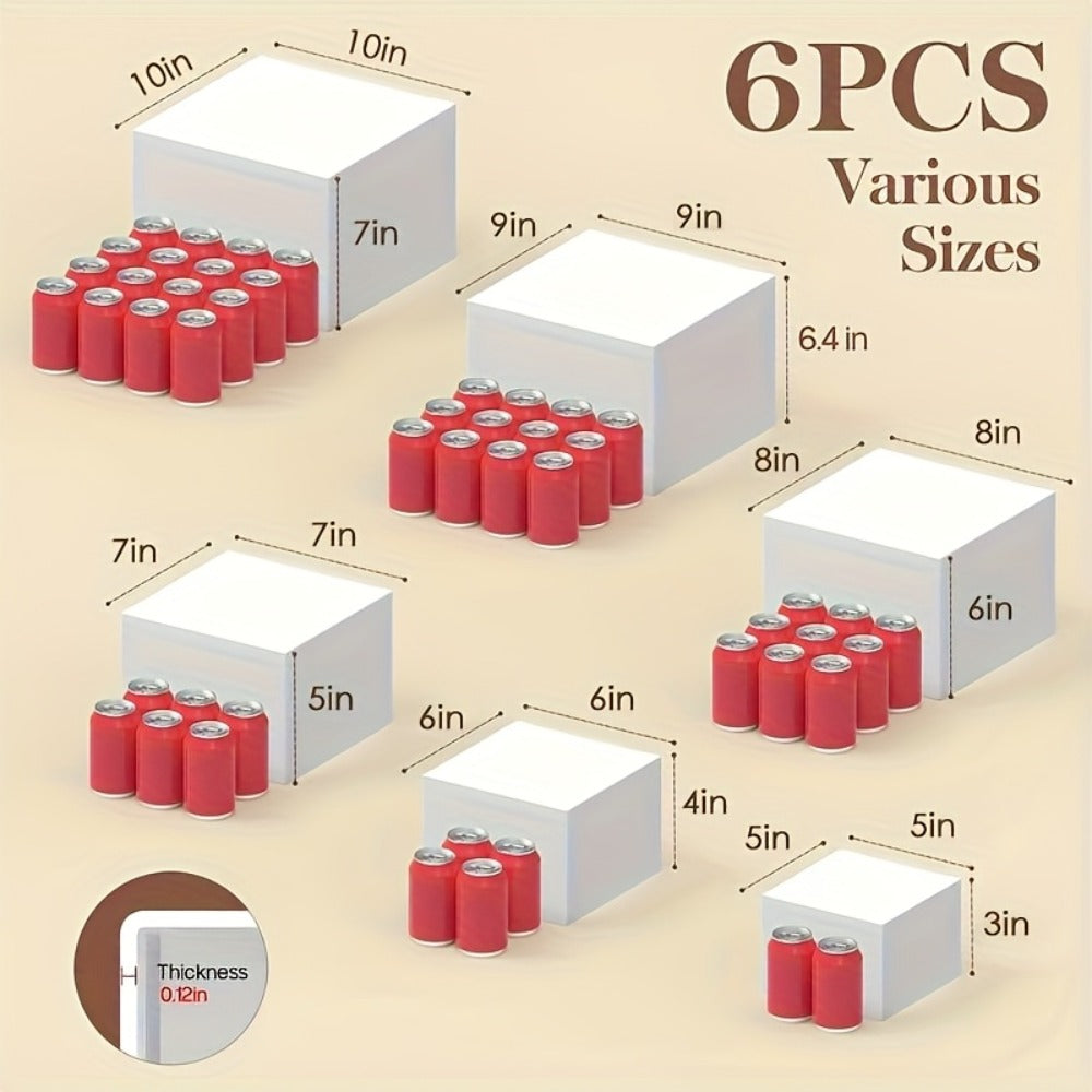 Acrylic Buffet Risers 6pcs Display Stand Set 8 Sizes 3"-10", Cube Box Riser Shelf for Party Catering Dessert Table