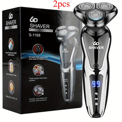 Electric Shaver 2-Pack with 3D Floating Heads, LED Power Indicators and Rechargeable Design