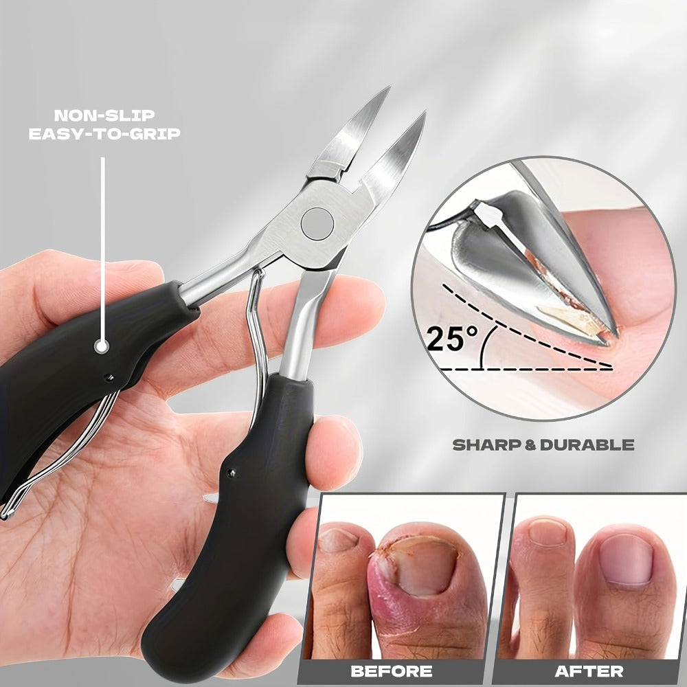 Heavy Duty Toenail Clipper Kit 4 Piece Stainless Steel | Convex Blade Ingrown Toenail Cutter with Nail File Ergonomic Non-Slip Handle |
