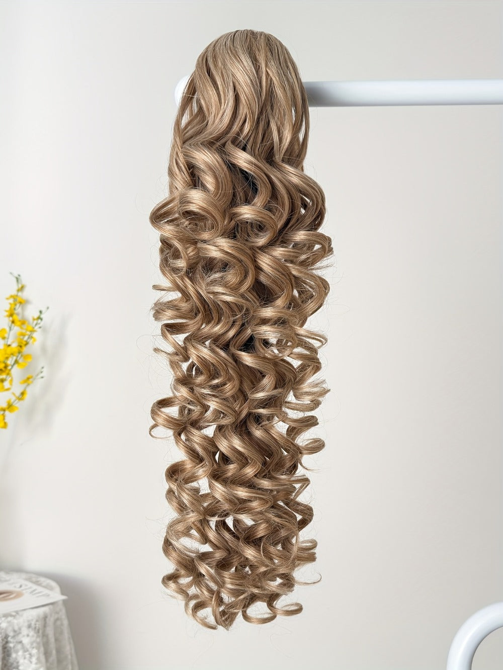 Curly Ponytail Extension 28 Inch Long Heat Resistant Synthetic Clip In Wrap Around Hairpiece Voluminous Bouncy Curls 4 Styles for Women