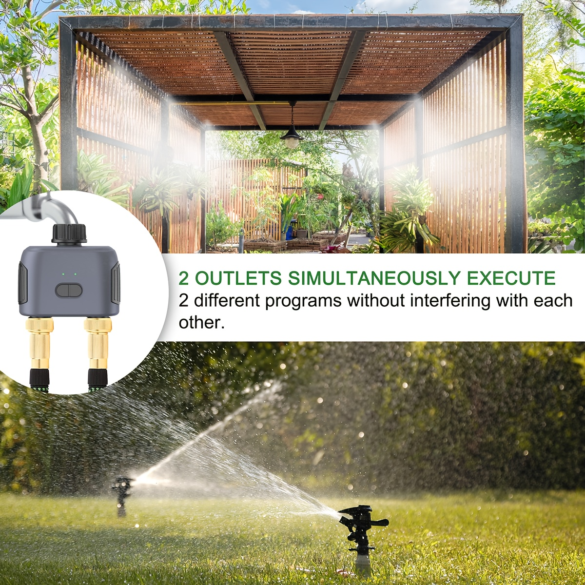 WiFi Sprinkler Timer Smart 2-Zone Irrigation System with App & Alexa Voice Control, for Garden, Lawn and Yard Watering
