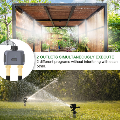WiFi Sprinkler Timer Smart 2-Zone Irrigation System with App & Alexa Voice Control, for Garden, Lawn and Yard Watering