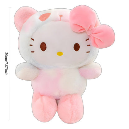 Sanrio Tie Dye Plush Set of 5, Kawaii Hello Kitty Kuromi My Melody Cinnamoroll Gudetama Stuffed Animals