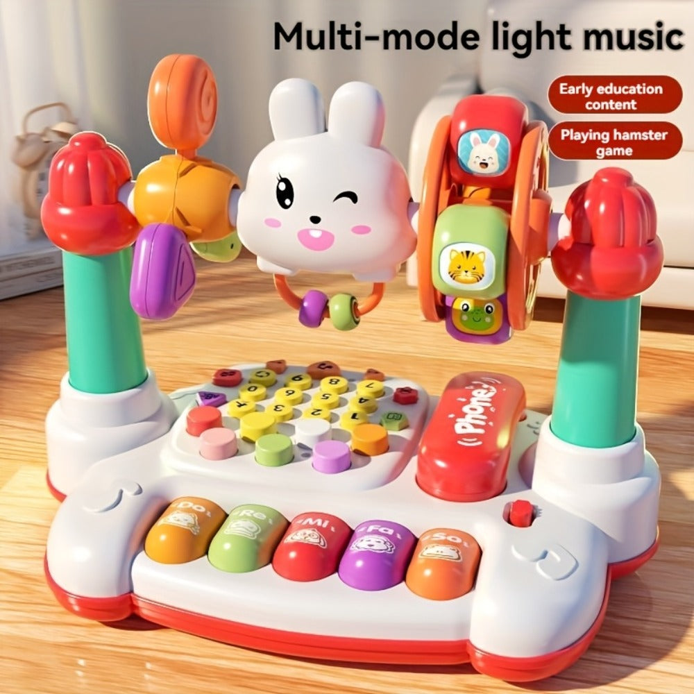 Rabbit Story Machine Toy for Kids with Piano Music & LED Lights, Multifunctional Educational Phone Toy