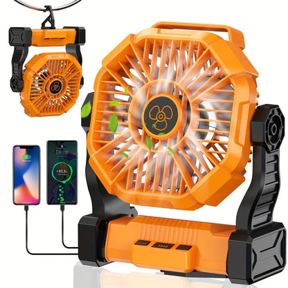 20000mAh-Label Camping Fan with Hanging Hook, LED Lantern and Six Color Checkout Options Pictured