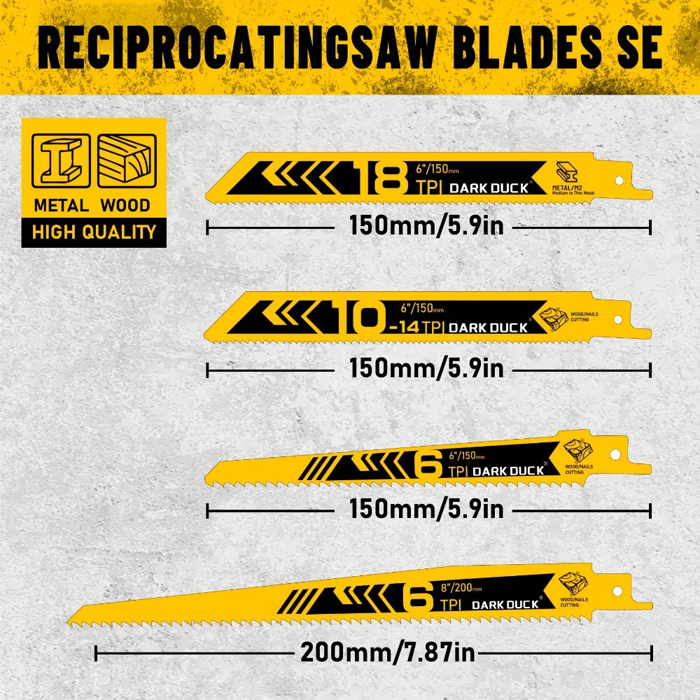 Reciprocating Saw Blade Set with 12-Piece Assortment or Six-Blade DK80066 Checkout Option for Wood and Metal