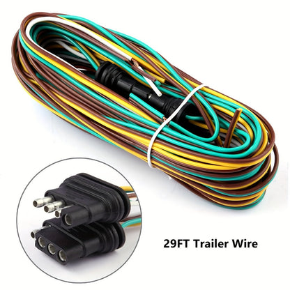 Trailer LED Light Kit – Square Stop Turn Tail Lights, 29FT Wiring Harness, 6 LED Marker Lights & 11-LED Light Bar with License Plate Bracket