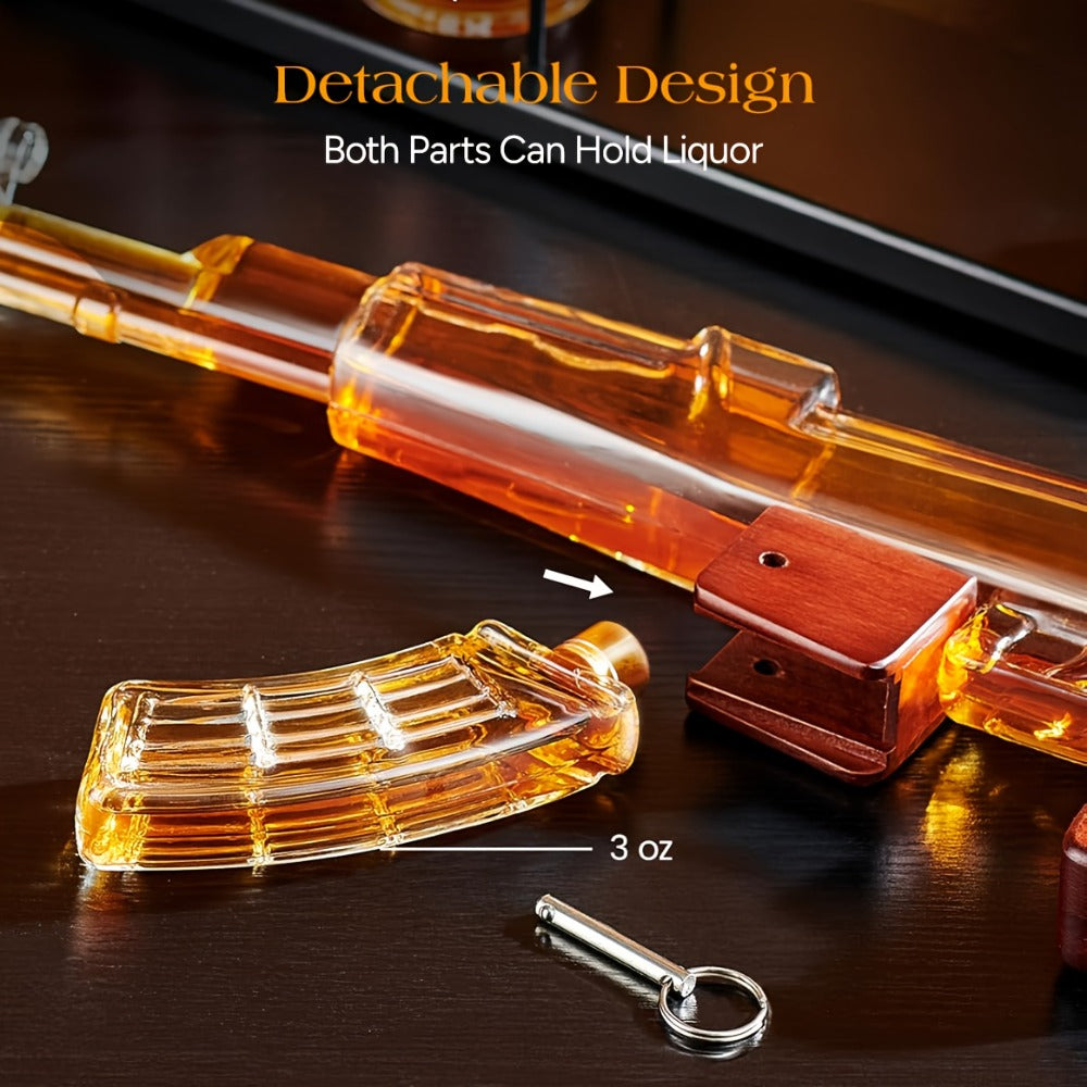 AK-47 Whiskey Gun Decanter Set with Detachable Magazine and Two 6.75oz Glasses, 17.6oz Liquor Dispenser Military Style Home Bar Decanter