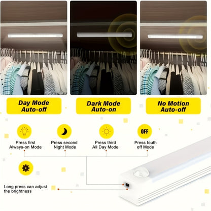 Night Light Motion Sensor LED Bar with USB Rechargeable 400mAh Battery, Three Brightness Levels and Six Size-Pack Options
