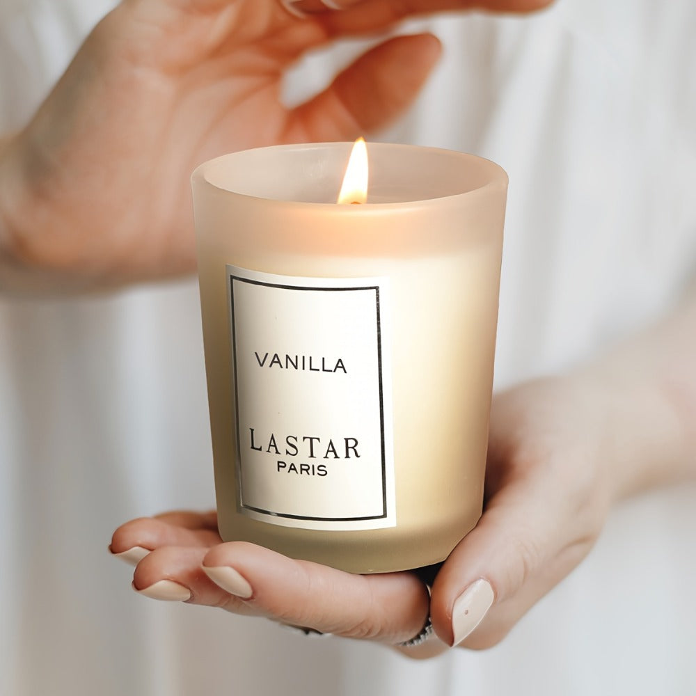Vanilla Scented Soy Wax Candle in Frosted Glass Jar 70g - Single Wick Smokeless Clean Burn for Everyday Face, Beard and Body Grooming
