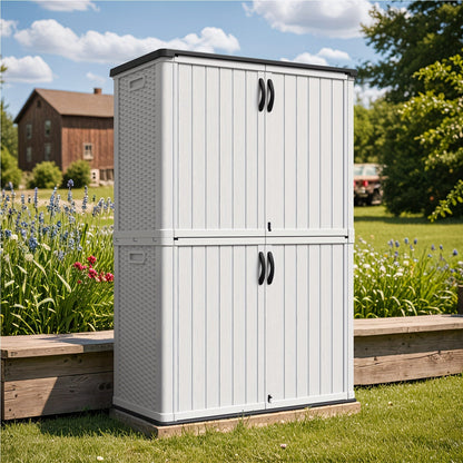 Resin Deck Box Lockable Outdoor Storage, for Garden, Patio and Yard Use, with the Listed Configuration