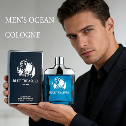 Eau de Parfum Men 90ml Cologne Spray Deep Blue Aquatic Scent Luxury Fragrance for Daily Wear Date Night Holiday Gift for Him 3.04 Fl Oz