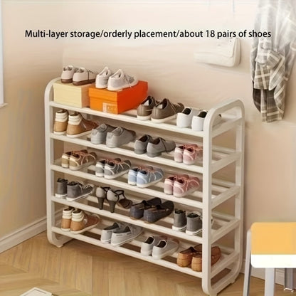 Shoe Rack 5-Tier Narrow Floor Organizer for Up to 18 Pairs in Black or White Tool-Free Options
