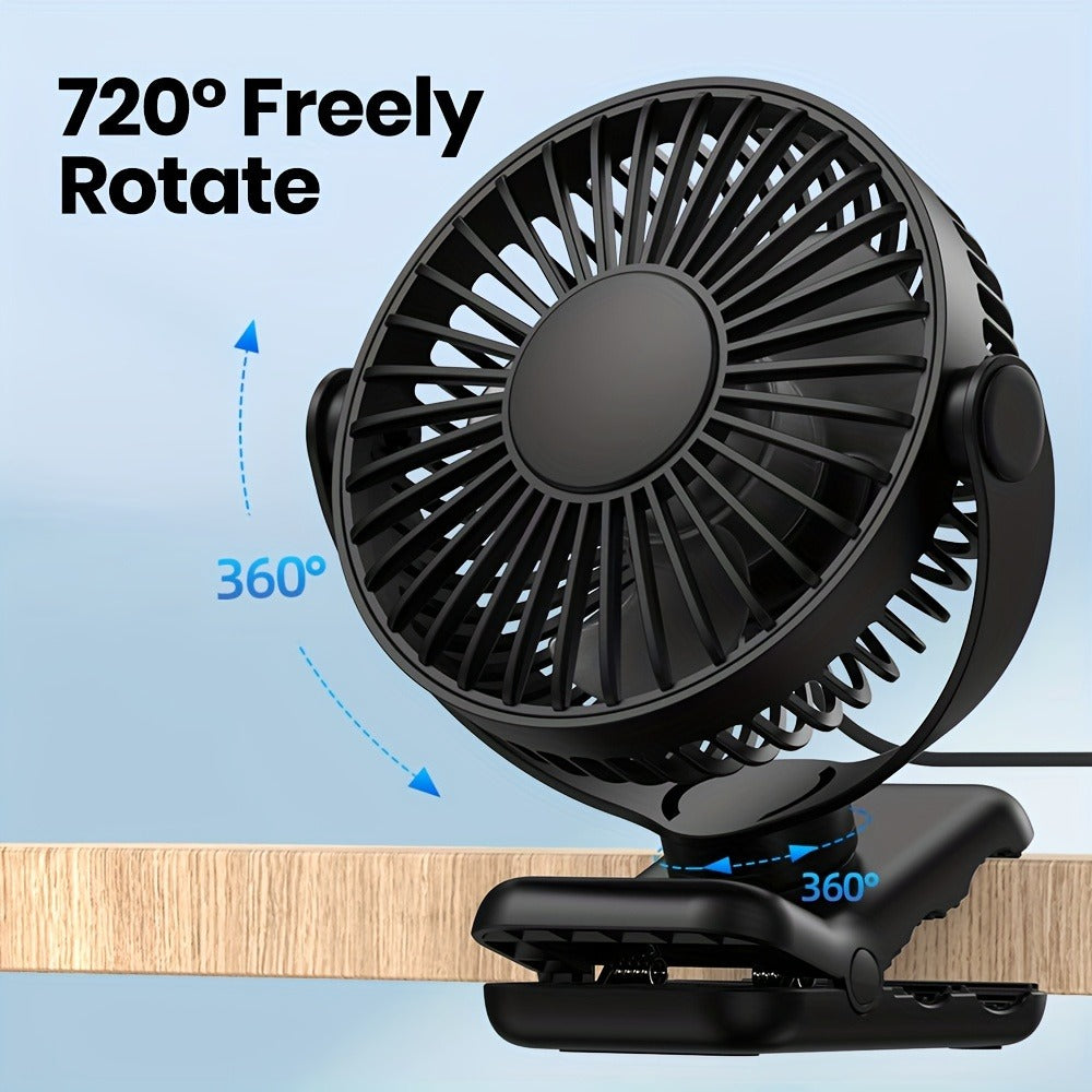Clip on Fan USB Desk Fan, Brushless Motor Whisper Quiet Portable Mini Fan with Strong Clamp