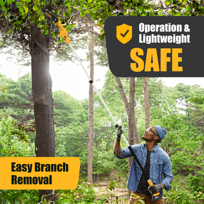 Electric Pole Saw 2-in-1 Cordless with 8" & 6" Chain, 20V 4.0Ah Battery, Adjustable Extendable Tree Pruner for Wood Cutting