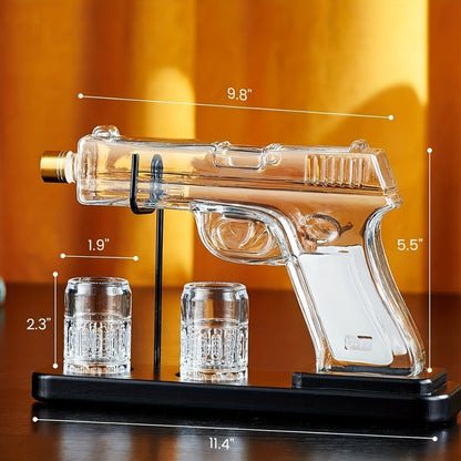 Pistol Whiskey Decanter Set with 2 Shot Glasses, Cool Liquor Dispenser Gift for Him, Husband, Dad