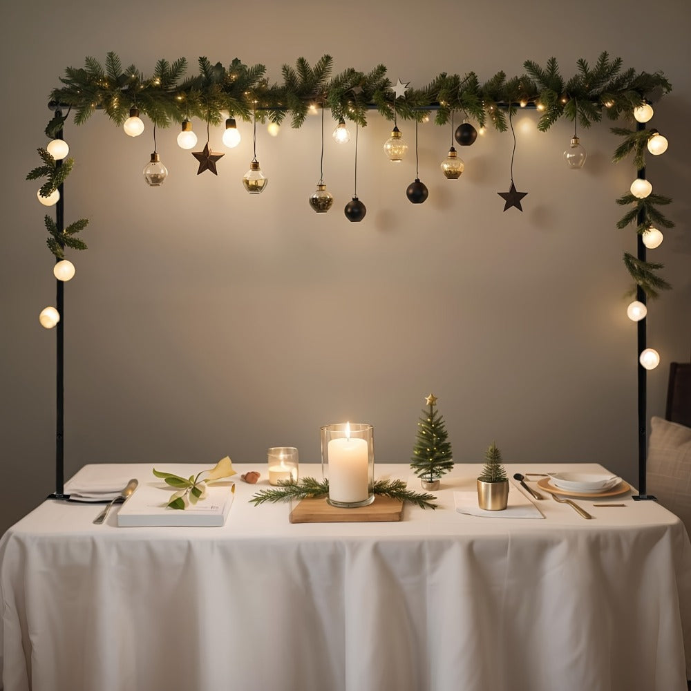 Party Decorations Adjustable Black Metal Table Arch Stand with Clamps, 6.8ft Height and 82-Inch Span