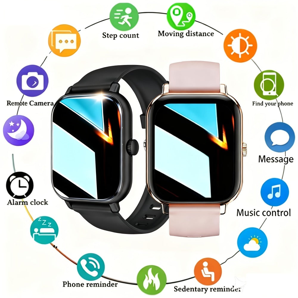 Smartwatch Couple's Set with Voice Assistant – Wireless Calling, Built-in Speaker, Music Control, Fitness Tracker – Matching His