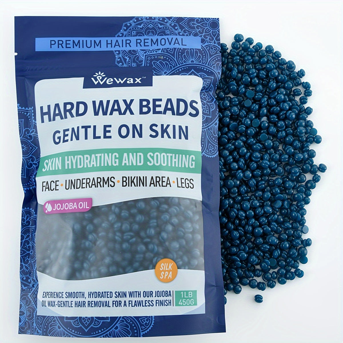 Hard Wax Beads 450g Brazilian Strong Adhesion No-Strip – Precision At-Home Waxing for Bikini Legs Underarms Arms Body Face