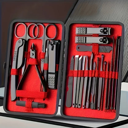 Manicure & Pedicure Kit 25 Piece Stainless Steel Nail Clipper Set – Professional Sharp Blade Complete Home Nail Care Tools for Fingernails
