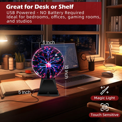 Plasma Ball Lamp Touch Sensitive Lightning Globe, Electric Plasma Sphere Night Light for Home Decor