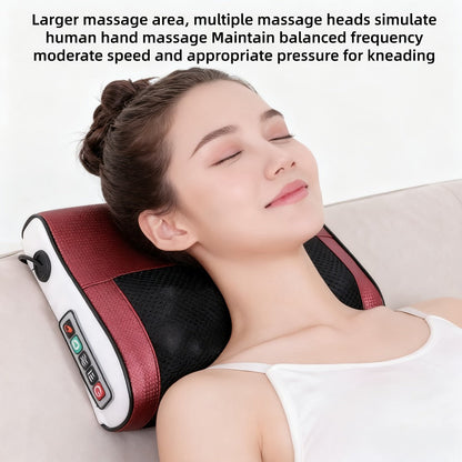 Shiatsu Neck & Back Massage Pillow – Bidirectional Rotating Deep Tissue Kneading Cervical Massager for Pain Relief