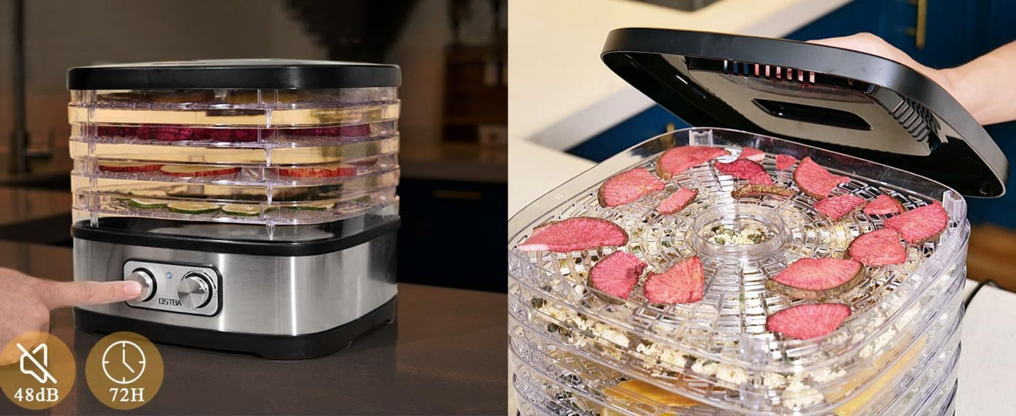 Food Dehydrator 240W with Temperature Control | BPA-Free Dishwasher-Safe Trays, Electric Food Dryer for Jerky, Fruits, Herbs & Vegetables
