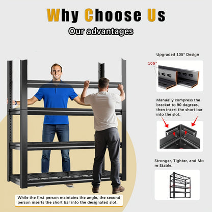 Garage Storage Shelves Adjustable Metal Shelving 72", Upgrade Double Layer Column Commercial Grade Utility Rack