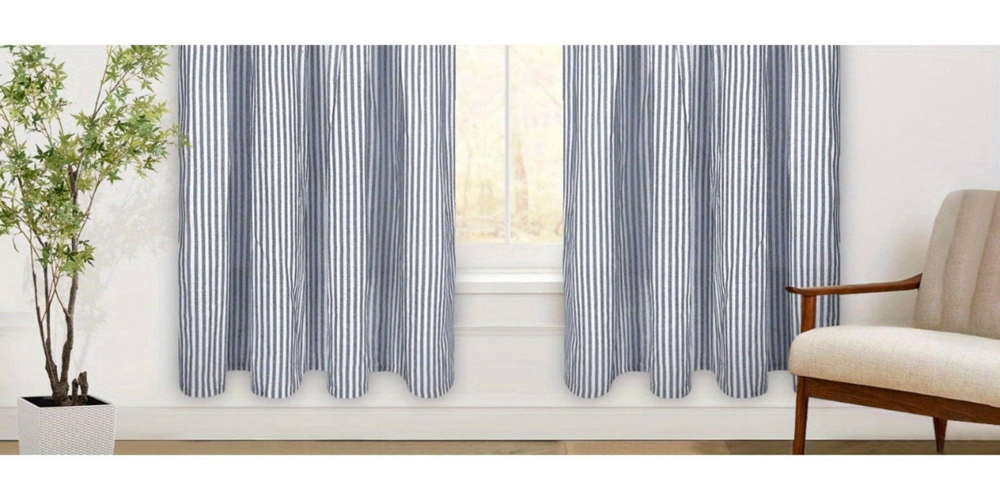 Semi Sheer Curtains Bohemian Linen Cotton Patchwork Grommet Top Window Drapes for Bedroom Living Room Kitchen Bathroom Cafe