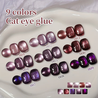 Purple Cat Eye Magnetic Gel Polish Set 9 Colors UV LED Soak Off | 3D Light-Shifting Effect 0.51oz Each Long Lasting Chip-Free | Salon & Home