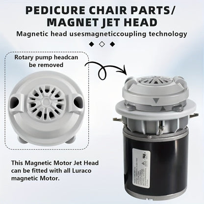 Magnetic Pipeless Jet Head Motor Replacement for Pedicure Spa Chair, Rotating Jet with Propeller & Cap