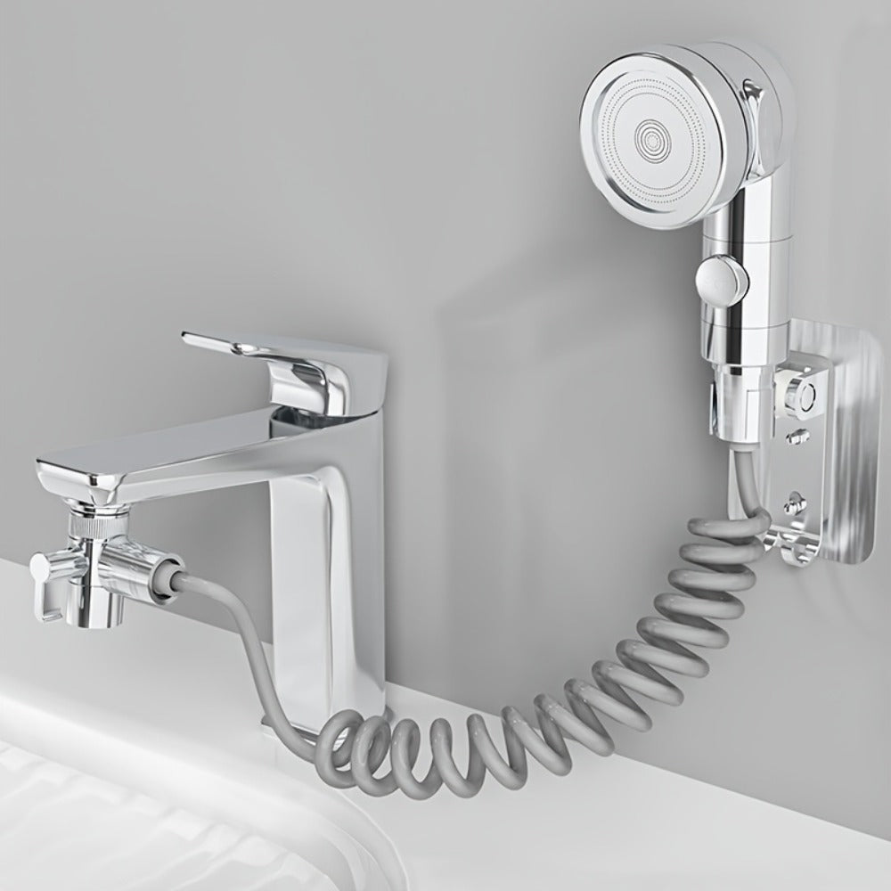 Faucet Extender Pull-Out Retractable Showerhead for Washbasin - Hot & Cold Compatible Hair Washing Sink Sprayer
