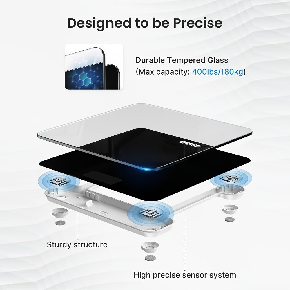 Digital Bathroom Scale High Precision, Electronic Body Weight Scale with Backlit HD LCD Display, kg/lb/st Switchable