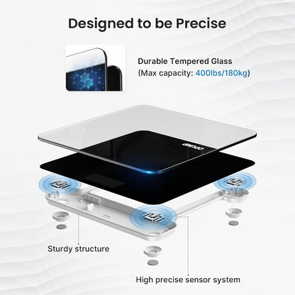 Digital Bathroom Scale High Precision, Electronic Body Weight Scale with Backlit HD LCD Display, kg/lb/st Switchable