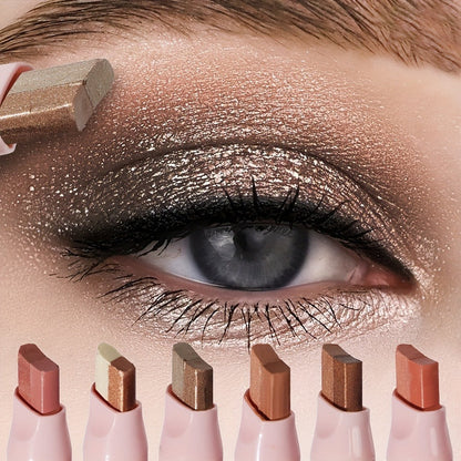 Dual-Color Eyeshadow Stick Set 6pcs Waterproof Two-Tone Eye Shadow Pencil, Smudge-Proof, Non-Fading